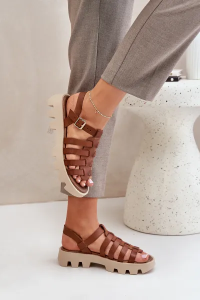 Lewski Shoes Kožené Dámske Sandále Zazoo 3695 Kameň