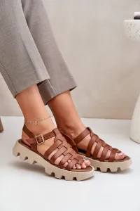 Lewski Shoes Kožené Dámske Sandále Zazoo 3695 Kameň