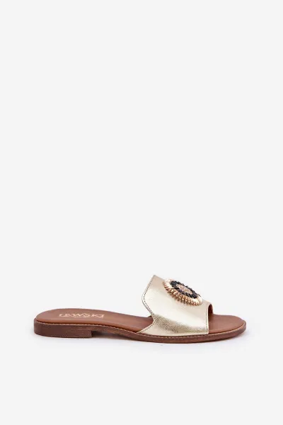 Lewski Shoes Kožené sandále s ozdobou na plochom podpätku Zazoo