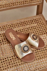 Lewski Shoes Kožené sandále s ozdobou na plochom podpätku Zazoo