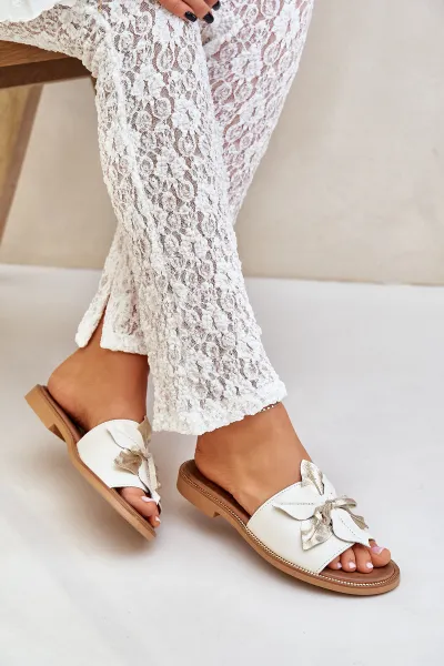 Lewski Shoes Sandy S Dekoráciou Prírodná Koža Zazoo 3667 Biele