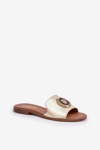 Lewski Shoes Kožené sandále s ozdobou na plochom podpätku Zazoo