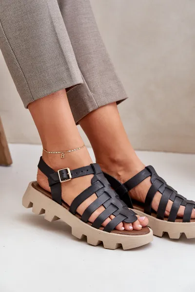 Lewski Shoes Kožené dámske sandále Zazoo 3695 čierne