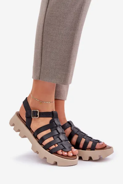 Lewski Shoes Kožené dámske sandále Zazoo 3695 čierne