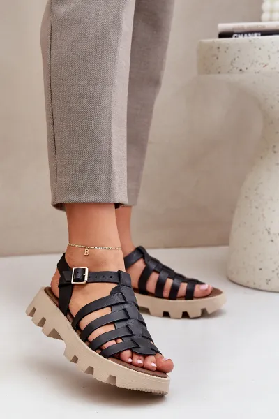 Lewski Shoes Kožené dámske sandále Zazoo 3695 čierne