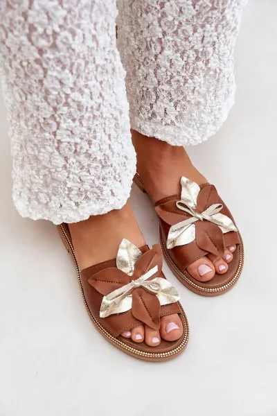 Lewski Shoes Šľapky S Dekoráciou Prírodná Koža Zazoo