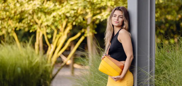 VUCH Coalie Striped Yellow Handbag