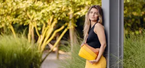 VUCH Coalie Striped Yellow Handbag