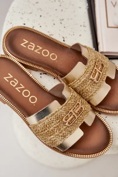 Kožené sandále s dekoratívnym detailom a pletením Zazoo