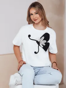 Dámske tričko s ozdobou PEARLTHY biele