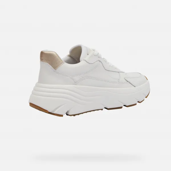 White women's sneakers Geox Diamanta - Women's
