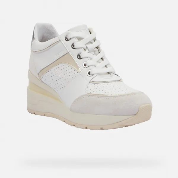 White women's sneakers Geox Zosma - Women's