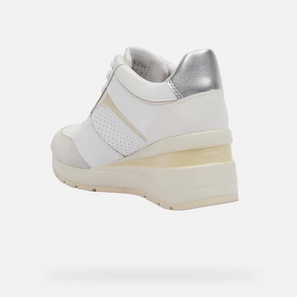 White women's sneakers Geox Zosma - Women's