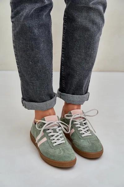 Zelené Nízke Dámske Sneakers Zamatové Zazoo
