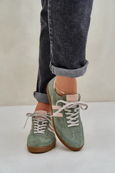 Zelené Nízke Dámske Sneakers Zamatové Zazoo