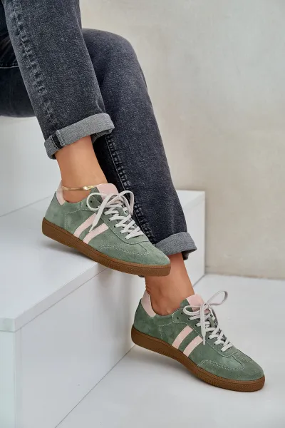Zelené Nízke Dámske Sneakers Zamatové Zazoo