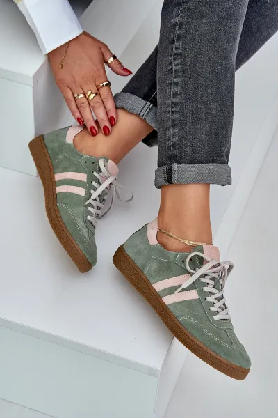 Zelené Nízke Dámske Sneakers Zamatové Zazoo