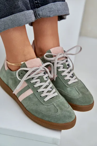 Zelené Nízke Dámske Sneakers Zamatové Zazoo
