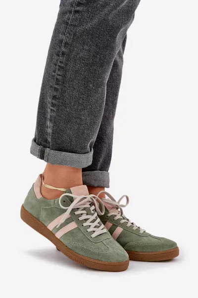 Zelené Nízke Dámske Sneakers Zamatové Zazoo