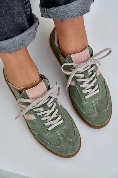Zelené Nízke Dámske Sneakers Zamatové Zazoo
