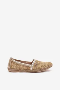 Elegantné Kožené Espadrilky S Pletením Béžovo-Zlaté Zazoo 10178