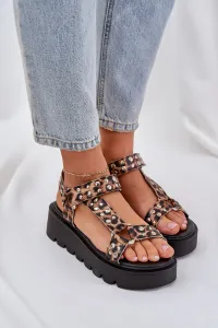 PS1 Ozdobené Sandále Na Platforme Leopardí Hnedé Tatellia