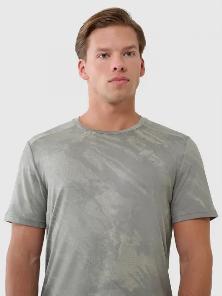 Pánske tréningové tričko s krátkym rukávom 4F TSHIRT FNK M1216-44A-OLIVE ALLOVER