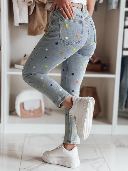 Dámske slim fit rifle s hviezdičkami