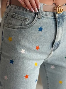 Dámske slim fit rifle s hviezdičkami