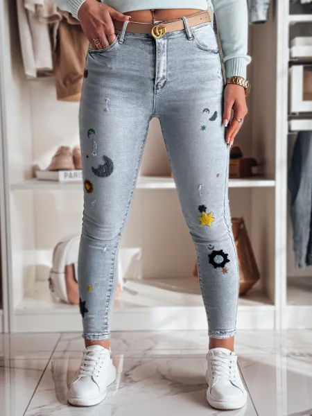 Dámske skinny rifle s výšivkou MOONAIR