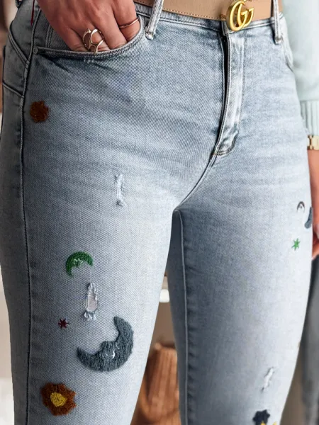 Dámske skinny rifle s výšivkou MOONAIR