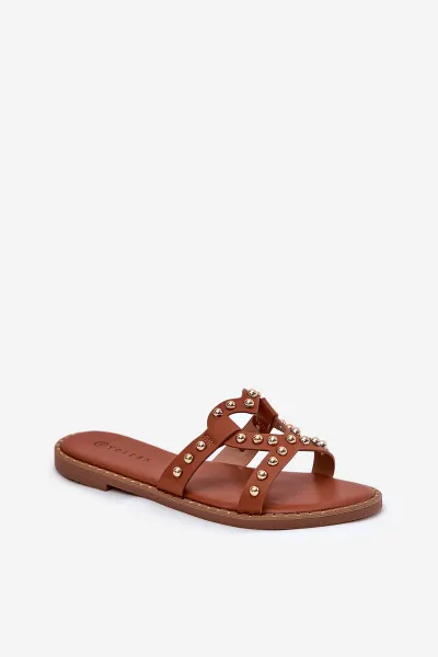 Boto Ozdobené Ploché Dámske Sandále Camel Adivrae