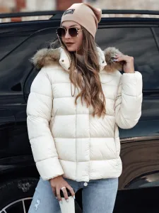 Women's winter quilted jacket with hood CROMBILA white Dstreet