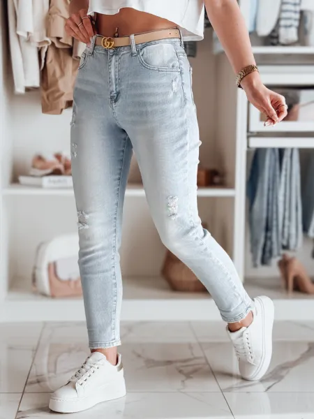 Spodnie damskie jeansowe mom fit DEMILOVE niebieskie Dstreet