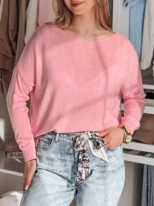 Sweter damski one size oversize gładki SENZIA różowy Dstreet