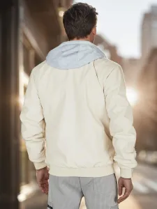 Pánska bomber bunda s kapucňou biela