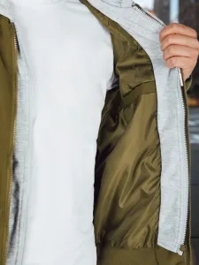 Pánska bomber bunda s kapucňou, zelená