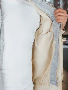 Pánska bomber bunda s kapucňou biela