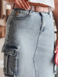 Dámska rifľová midi sukňa cargo
