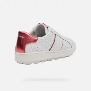 White women's sneakers Geox Spherica ECUB-1 - Women's