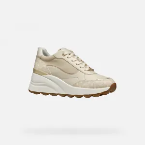 Cream women's sneakers Geox Spherica EC13 - Women's