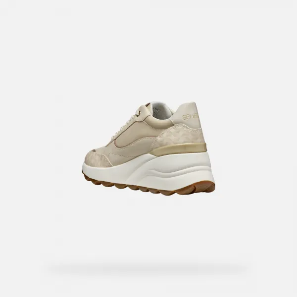 Cream women's sneakers Geox Spherica EC13 - Women's