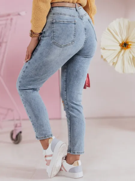 Dámske slim fit rifle s kvetinovým vzorom