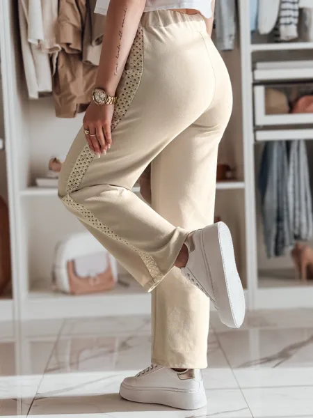 Dámske pruhované nohavice wide leg LUXEEN