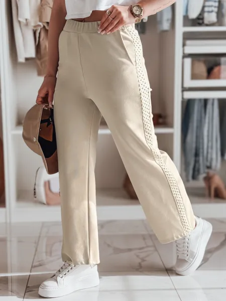 Dámske pruhované nohavice wide leg LUXEEN