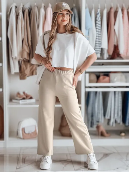 Dámske pruhované nohavice wide leg LUXEEN