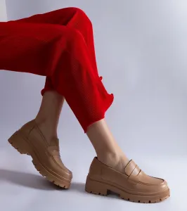 Gemre Tmavobéžové mokasíny z eko kože Fiorenza