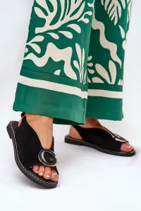 Boto Elegantné Dámske Sandále S Zlatou Ozdobou Na Plochom Podpätku Čierne S.Barski KV27-053