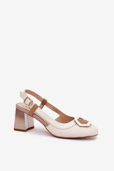 S. BARSKI Kožené Elegantné Dámske Sandále Na Podpätku D&A