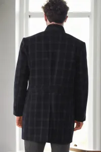 PLT9367 DEWBERRY MEN'S COAT-PATTERNED NAVY BLUE